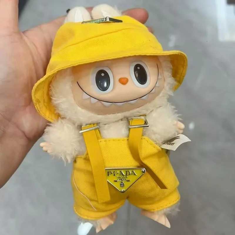 For Labubus Mini Doll Clothing Outfit Hat Clothes 15 17cm Doll Strap Pants Set Sitting Party Game Toys Clothing AccessoriesT260304