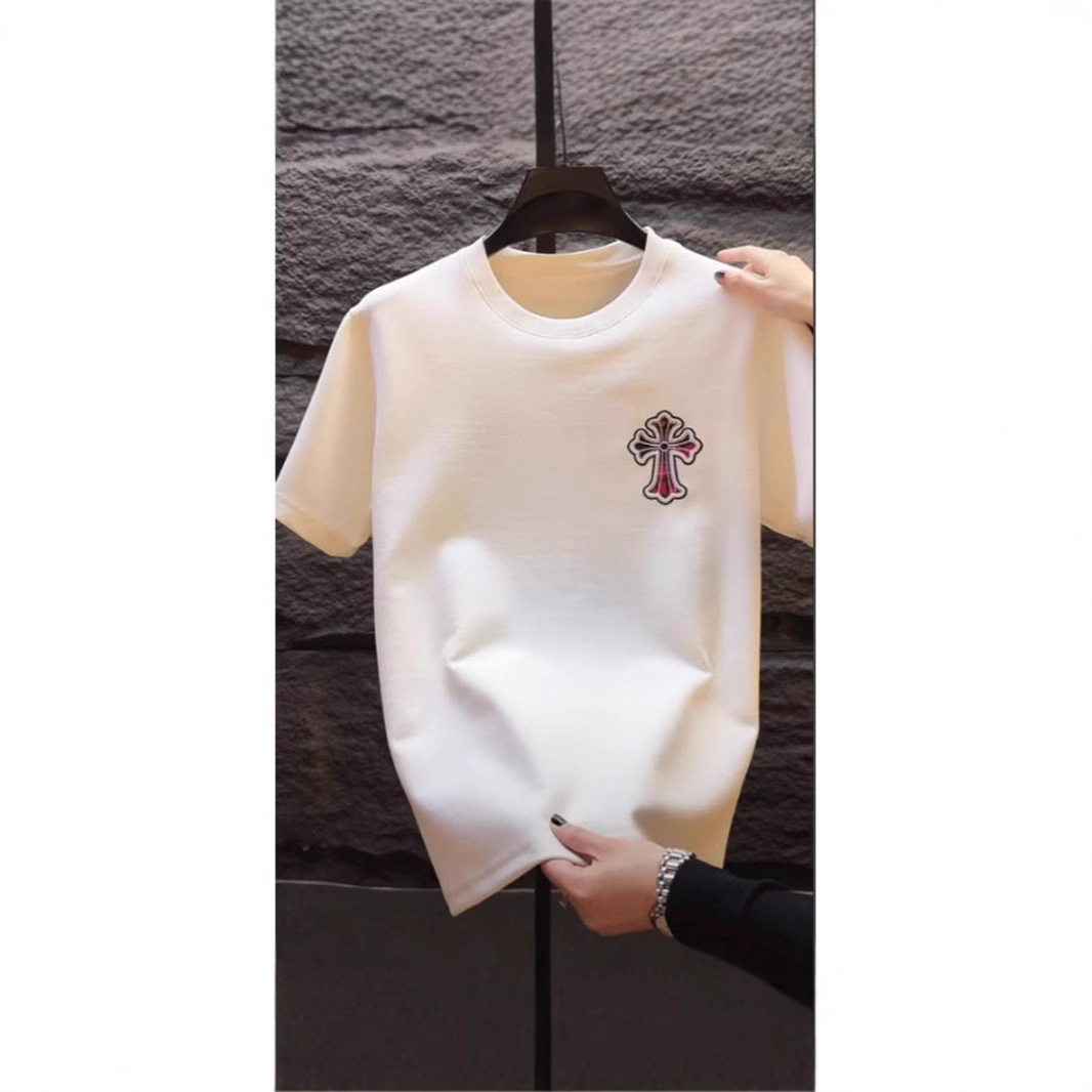 2026 New Designer Luxury Brand Men's Round Neck Breathable Short Sleeved Casual Unique Design Embroidered Cotton Outdoor Sports Men's Short 