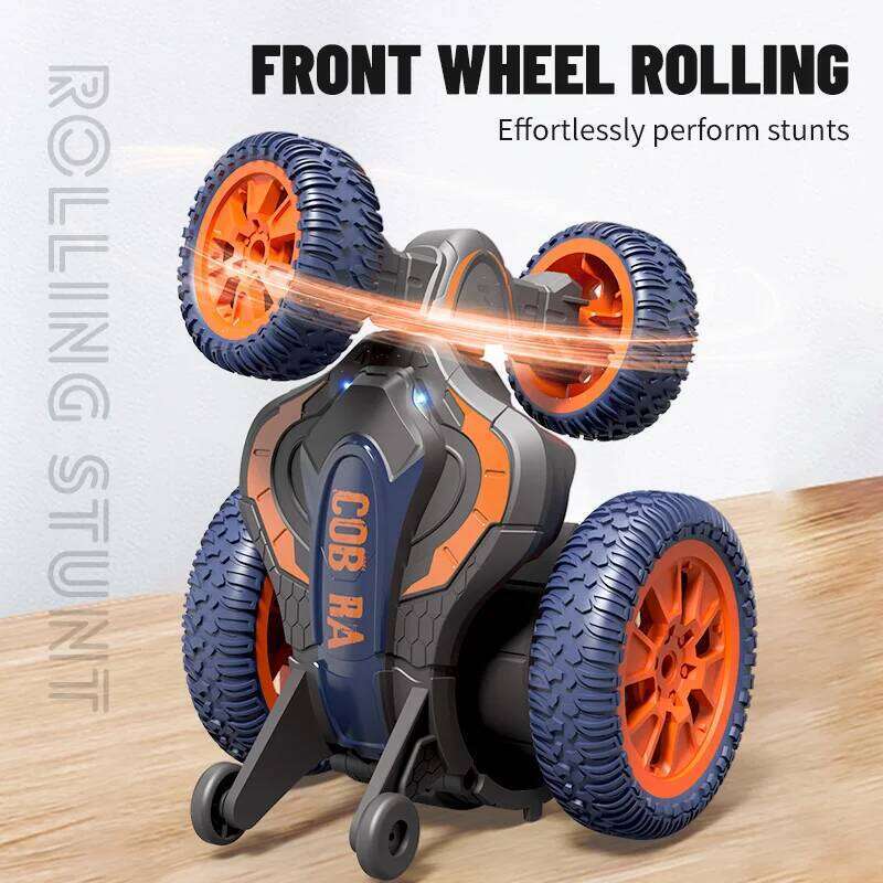 Foldable Stunt RC Car with LED Lights Remote Control Snake 3D Flip Roll 2.4G Double-Sided Driving Toys for Kids Boy's Gift Z260303