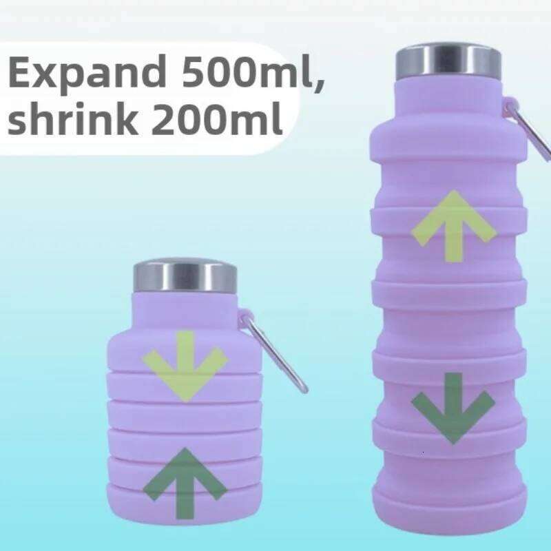 Reusable Collapsible Silicone Water Bottle Foldable Leakproof Sports Portable Cycling Gym Hiking Cup Outdoor Camping Travel S260303