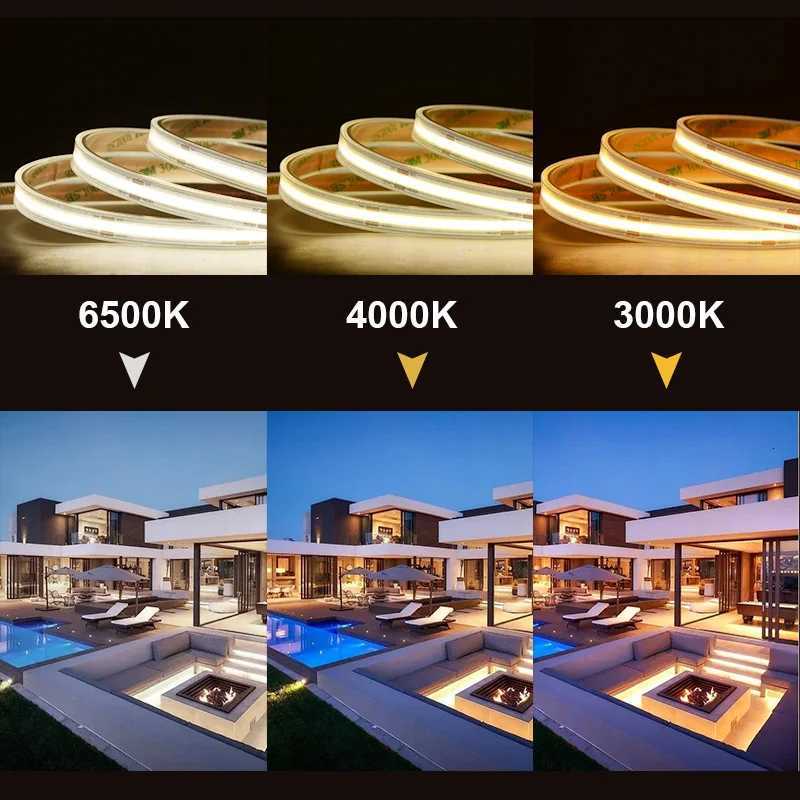 COB LED Strip Light IP67 Waterproof 480 LEDs/m High Density Flexible Tape Ribbon 3000K-6500K RA90 Led Lights DC24V UL Listed H260304