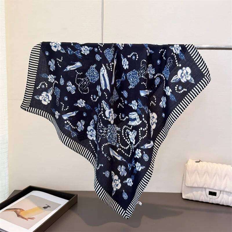 Luxury Square Scarves Women Soft Stain Neck Scarf Shawl Warp Elegant Neckerchief Bandanas Floral Hijab For Beach Travel XJ260304