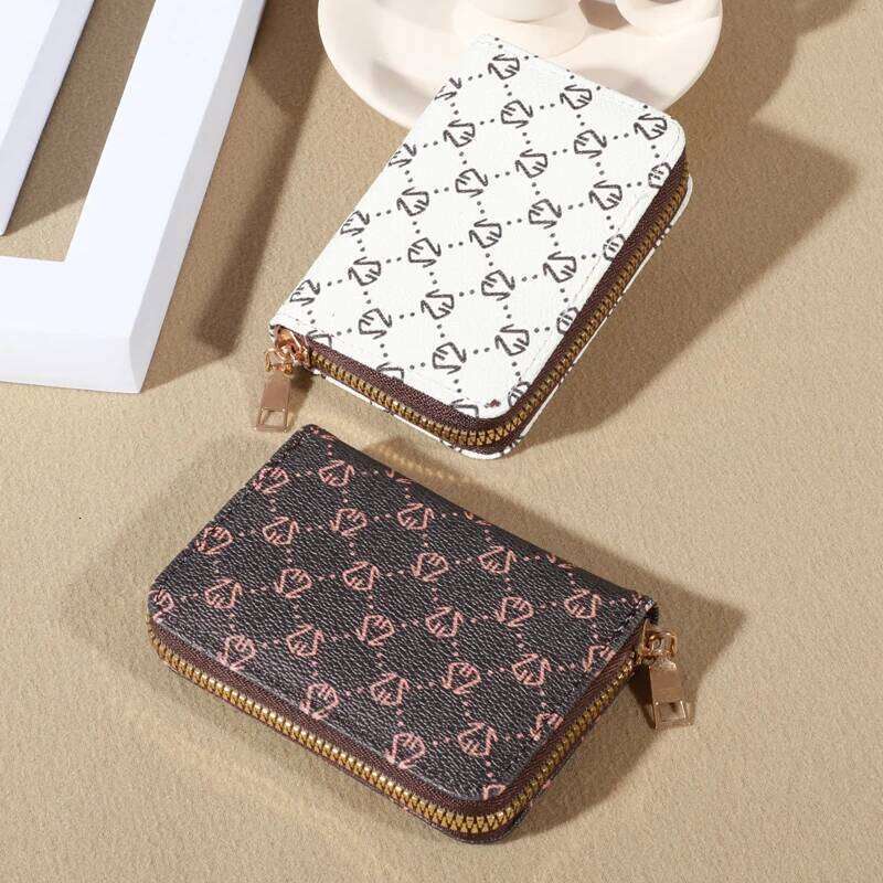 Zipper Around Credit Holder, Mini Printed Clutch Coin Purse, Portable Wallet With Multi Card Slots C260304