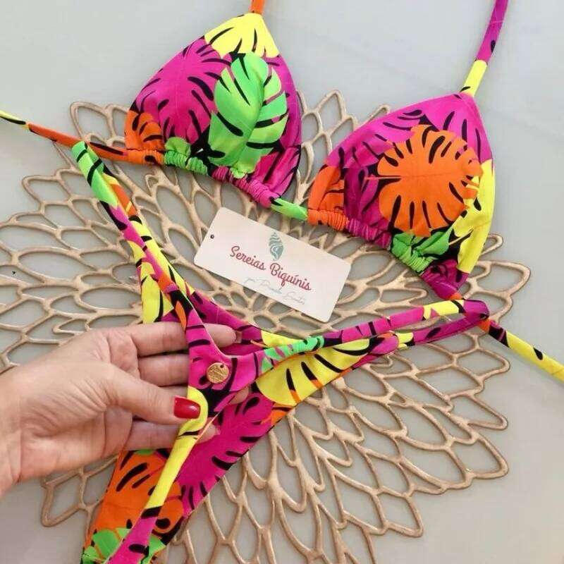 New Women's Bikini Split Print Swimwear Fashion G-string Beach Holiday Y260303