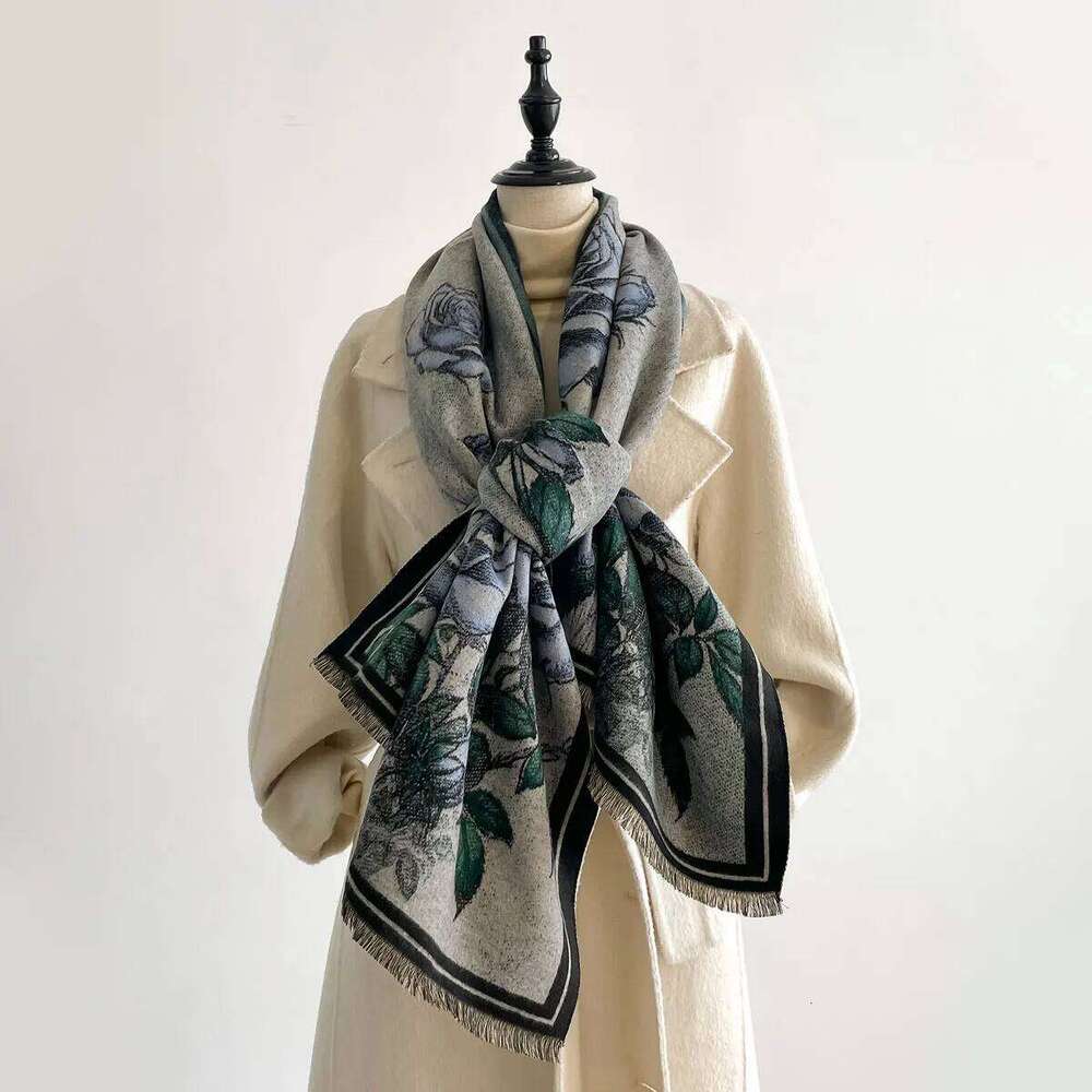 Womens Newest Style Winter Double-Sided Jacquard Cashmere Scarves High-Quality Thickened Wrap Shawl Ladies Faux Scarf XJ260304