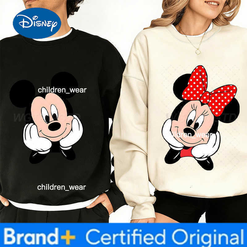 Disney Cartoon Mickey Mouse Minnie Peripheral Crew Neck Sweatshirts for Women Men Fashion Valentines Day Gifts Couple Y2K Pullover H260304