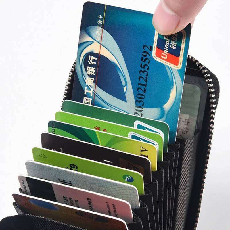 PU Credit Multi Slot Holder Short Bank Cover Business Card Clip Zipper Vertical Handheld Bag for Women's Men' C260304
