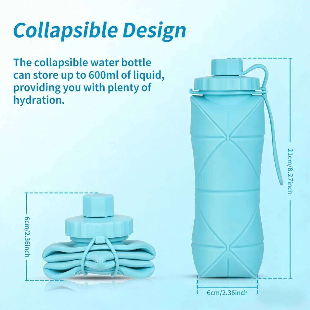 Food Grade Silicone Collapsible Water Bottle 600ml Leak Proof Foldable Portable Travel Sports Heat Resistant Drink Folding Cup S260303