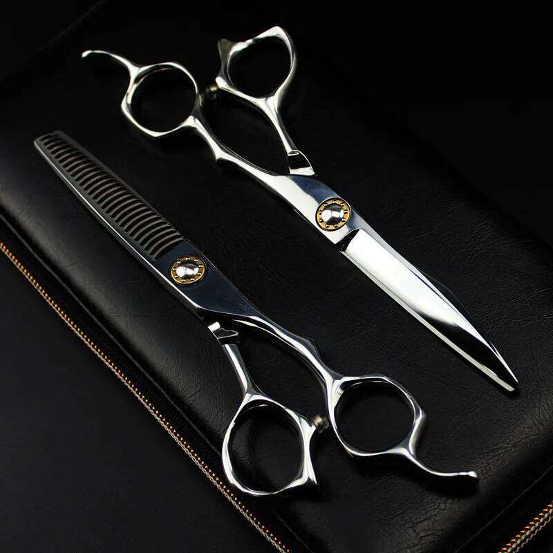 Professional Japan 440c steel 6 '' cut hair haircut scissor Curved thinning barber cutting shears hairdresser scissors H260303