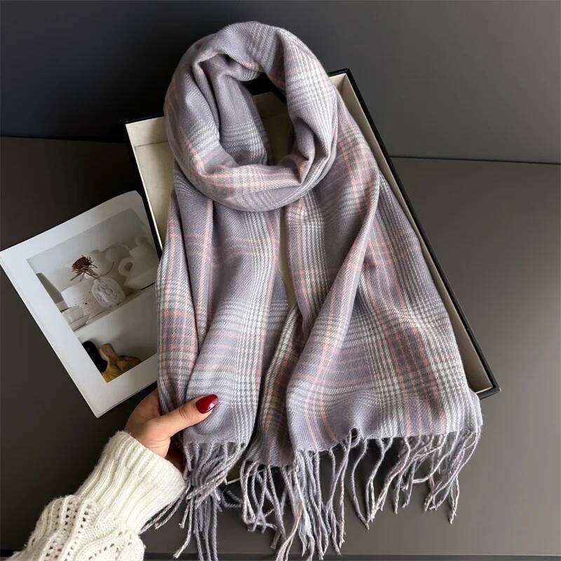 Neck Warmer Scarf For Women Men Winter Fashion Thickened Tassel Pashmina Shawl Faux Cashmere Warps Autumn Ladies Blanket XJ260304