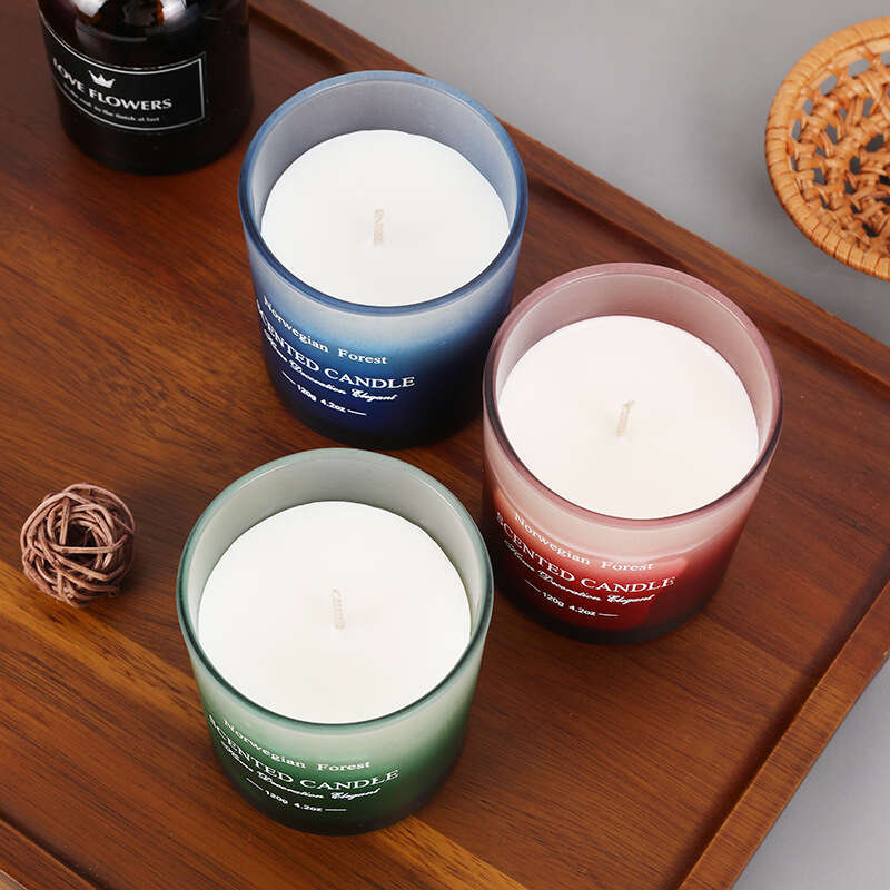 Colorful Glass Cup Aromatherapy Candle Wholesale Home Use Smokeless Handmade Fragrance Soy Wax Creative Gift Amazon W260304