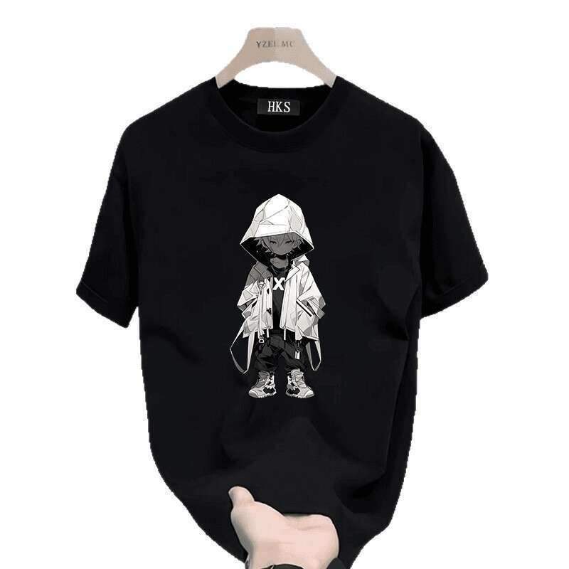 2026 Summer Men's American High Street Style Short-Sleeve Loose-Fit Round-Neck Printed T-Shirt - view 6