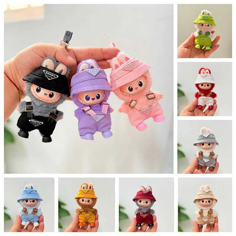10cm Labubu V4 Overalls & Hat Set, 8-Color Mini Doll Outfits for DIY Christmas Gifts & AccessoriesT260304