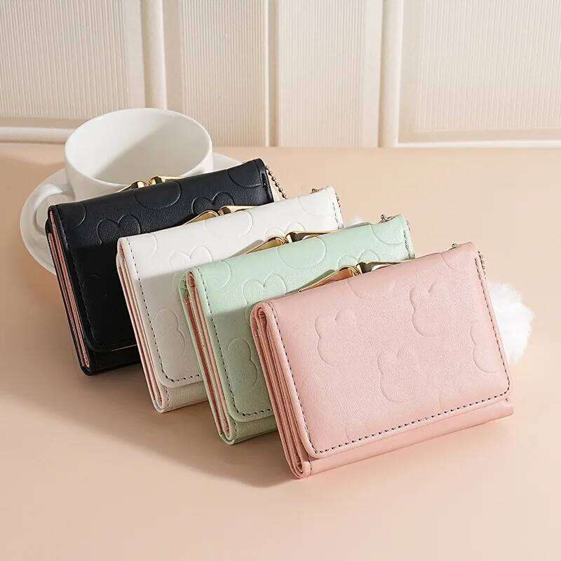 Three-fold short women's portable and cute cartoon wallet, holder, ultra-thin small card bag, integrated student ch C260304