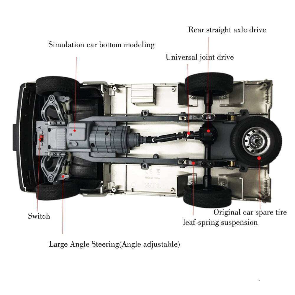 WPL D12 1:10 Car Simulation Drift Climbing Truck LED Light On-road RC Cars Trucks For Kids Gifts Toys Z260303