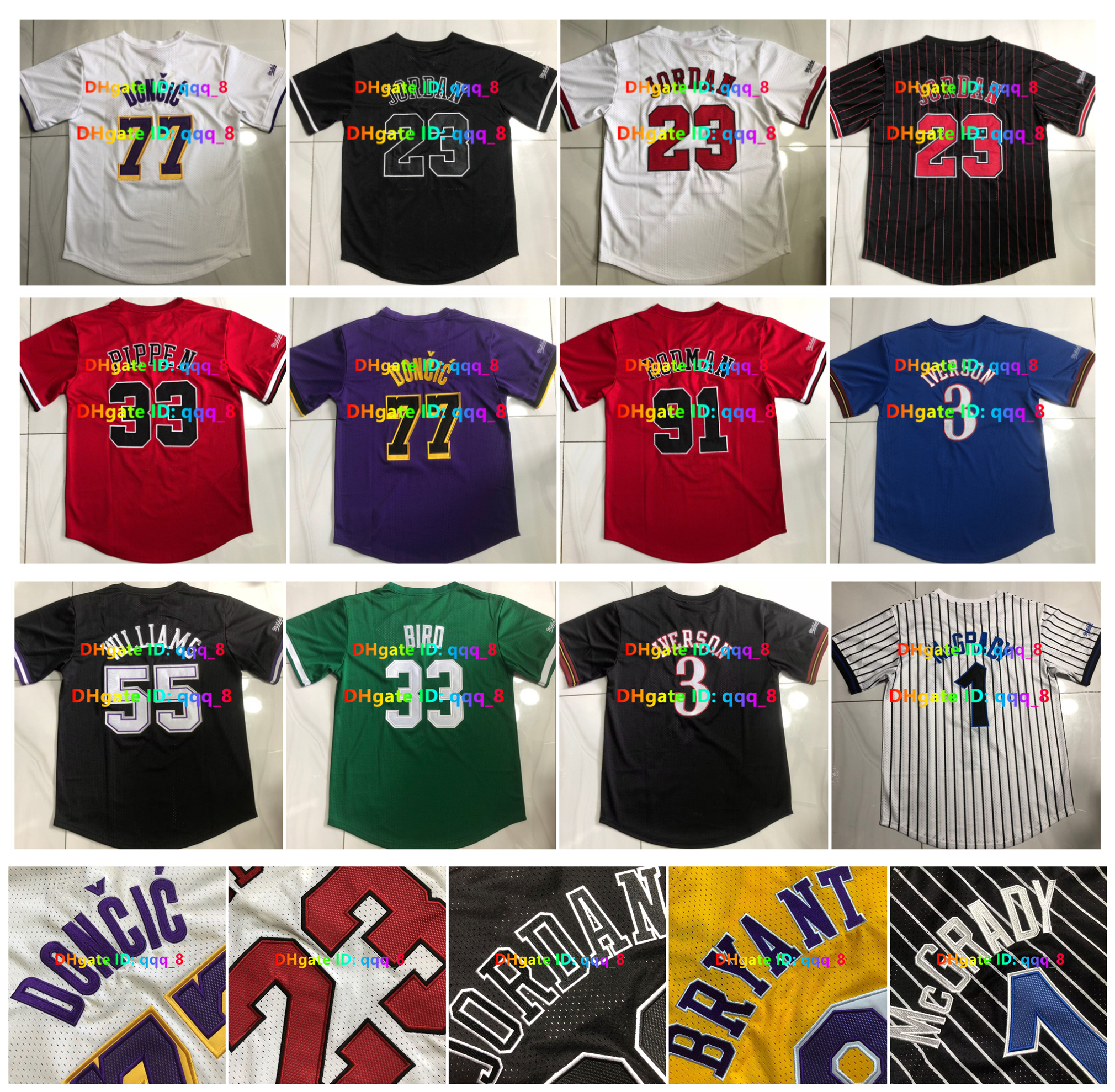 Larry Bird Bryant Mesh V-Neck Basketball Jersey 23 Michael Jor dan Scottie Pippen Dennis Rodman Magics Johnson Williams Allen Iverson McGrady Stitched Size S-XXL