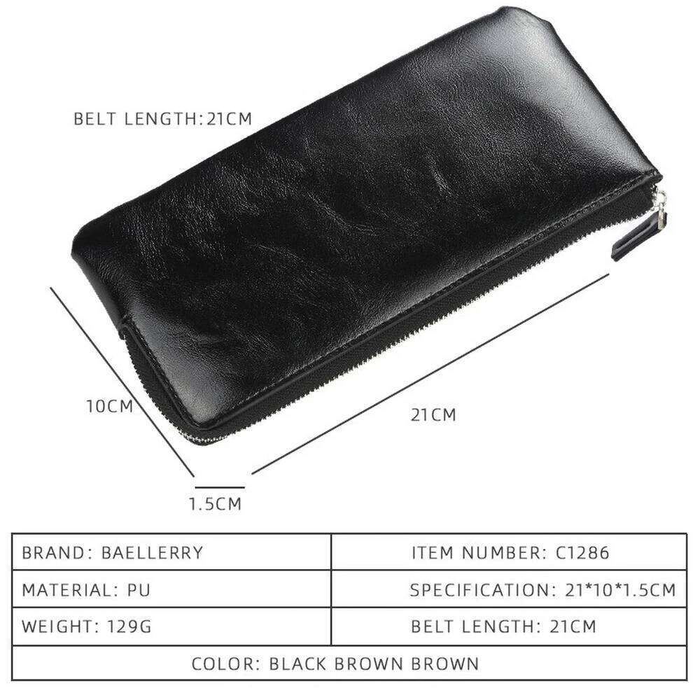 Designer Long Wallet for Men Unique PU Leather Zipper Coin Pocket 6 Slots RFID Protection Business C260304