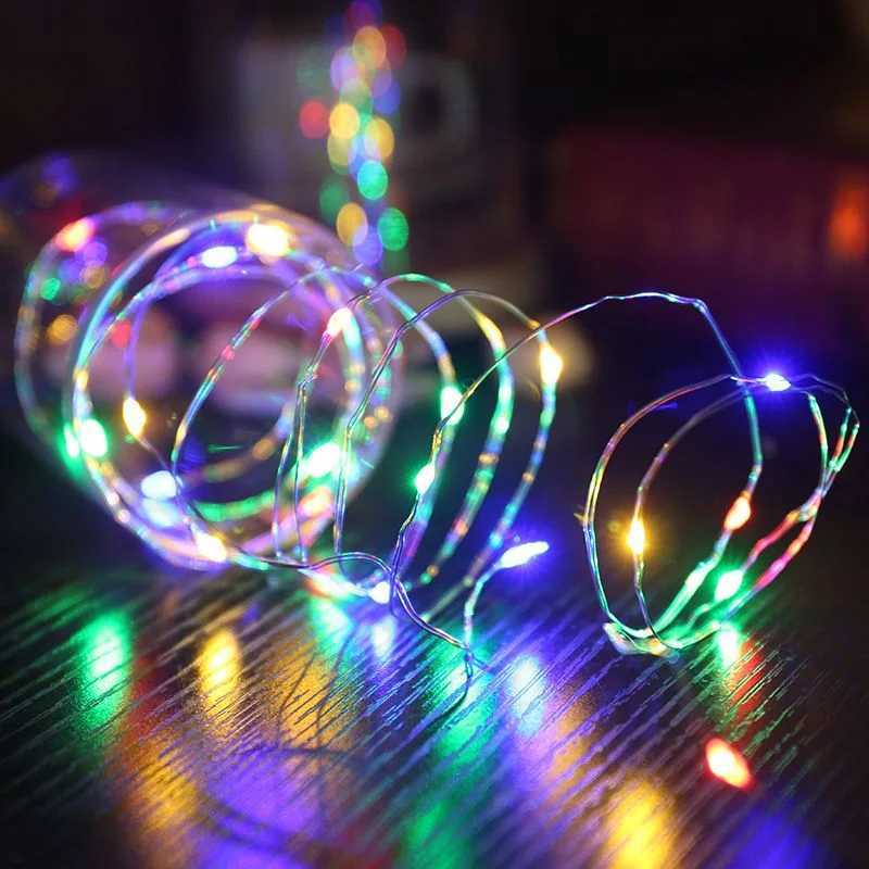 Valentines Day LED Light Battery Power Silver Wire Fairy Light String Ramadan Party Home Decoration Wedding Garland Lamp H260304