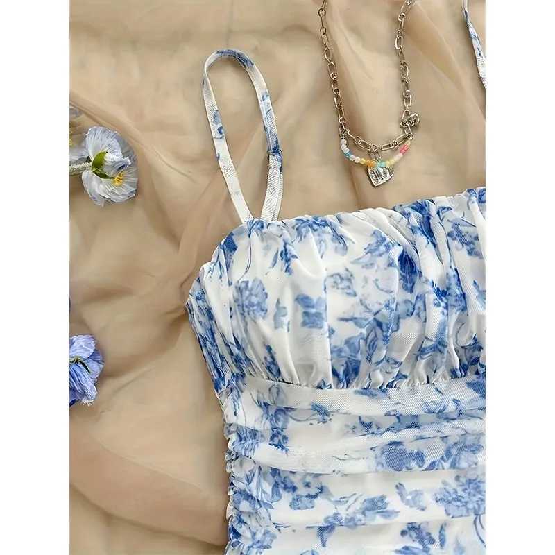 Dresses Spring Summer Cute Dating Ditsy Floral Sleeveless Square Neck Mini Cami Casual Dresses For Women M260304