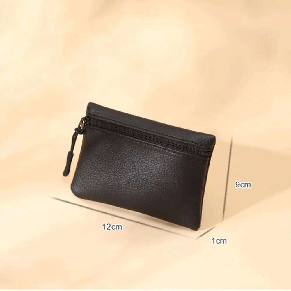 Women Men PU Leather Mini Purse Unisex Zipper Solid Color Coin Key Bag Storage Pouch Small Wallet C260304