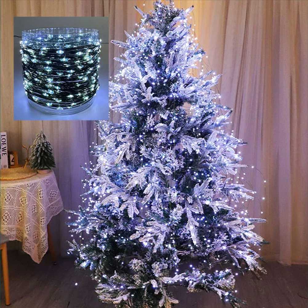 10-50M LED String Lights Fairy Green Wire Outdoor Christmas Light Tree Garland for New Year Street Home Party Wedding Decorion H260304
