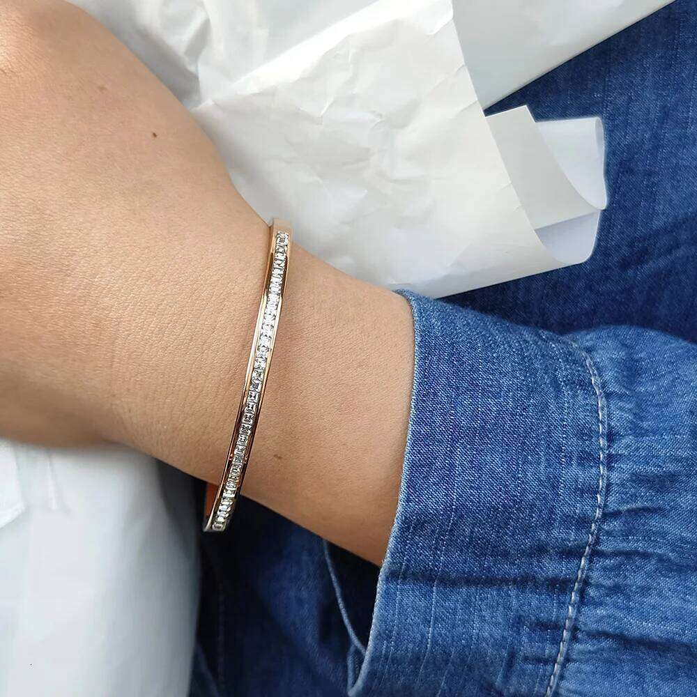 Fashionable New Stainless Steel Bracelet Jewelry for Women Men Simple Rhinestone Gold Plated Girls Gift Hot Selling Free Shippin XJ260303