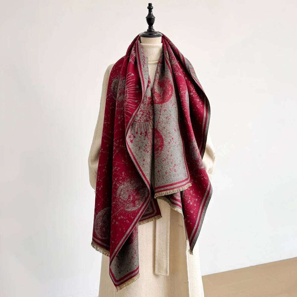 Elegant Ladies' Jacquard Pashmina Cashmere Scarves Winter Thick, Warm, Two-Sided Shawl, Coldproof and Windproof Blanket Scarf XJ260304