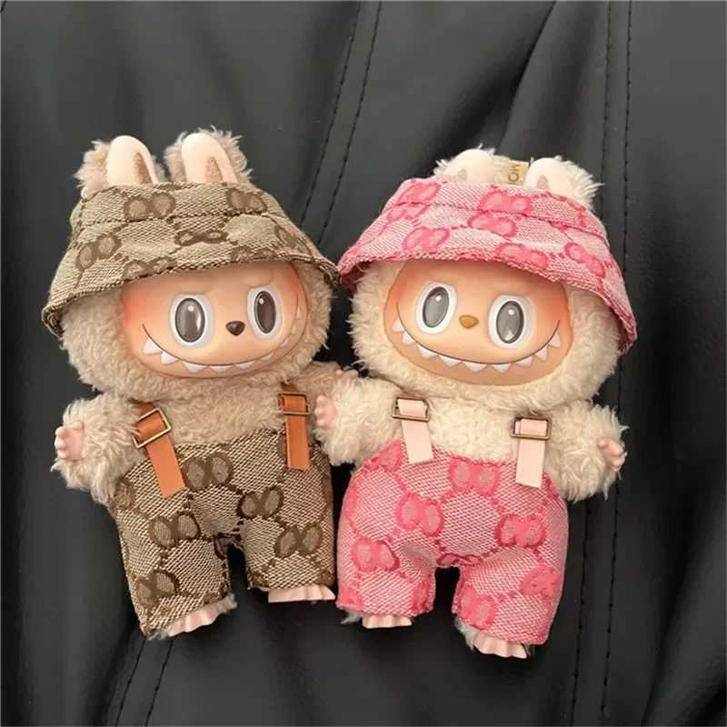 15/17cm Labubu II Monogram Overalls & Hat Set, Luxury Printed Doll Outfit for DIY & Party GiftsT260304