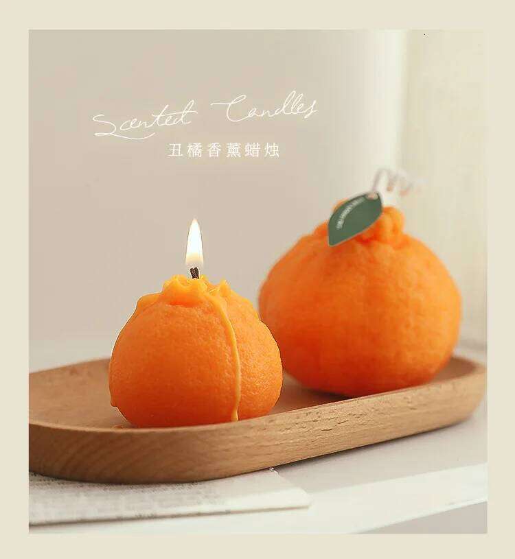 Tangerine Scented Candle, Handmade Souvenir, Small Gift, Photo Session, Imitation Fruit, Spring Festival, Lucky New Year Gift W260304