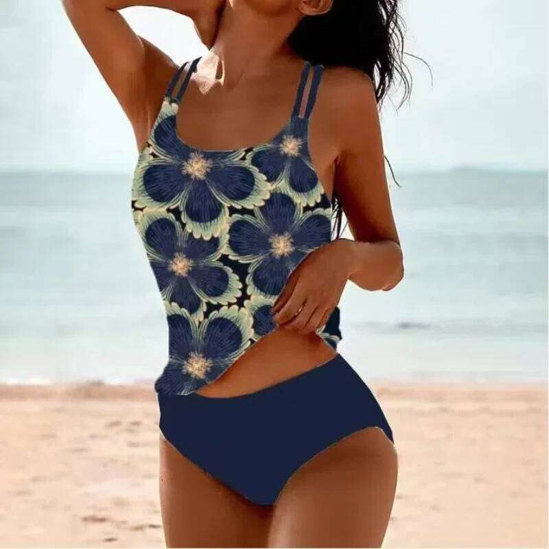 Women's Printed Boho Tankini Set High-Waist Two-Piece Swimsuit with Sexy Triangle Bottoms Stylish & Unique Summer Beach Swimwear Y260303