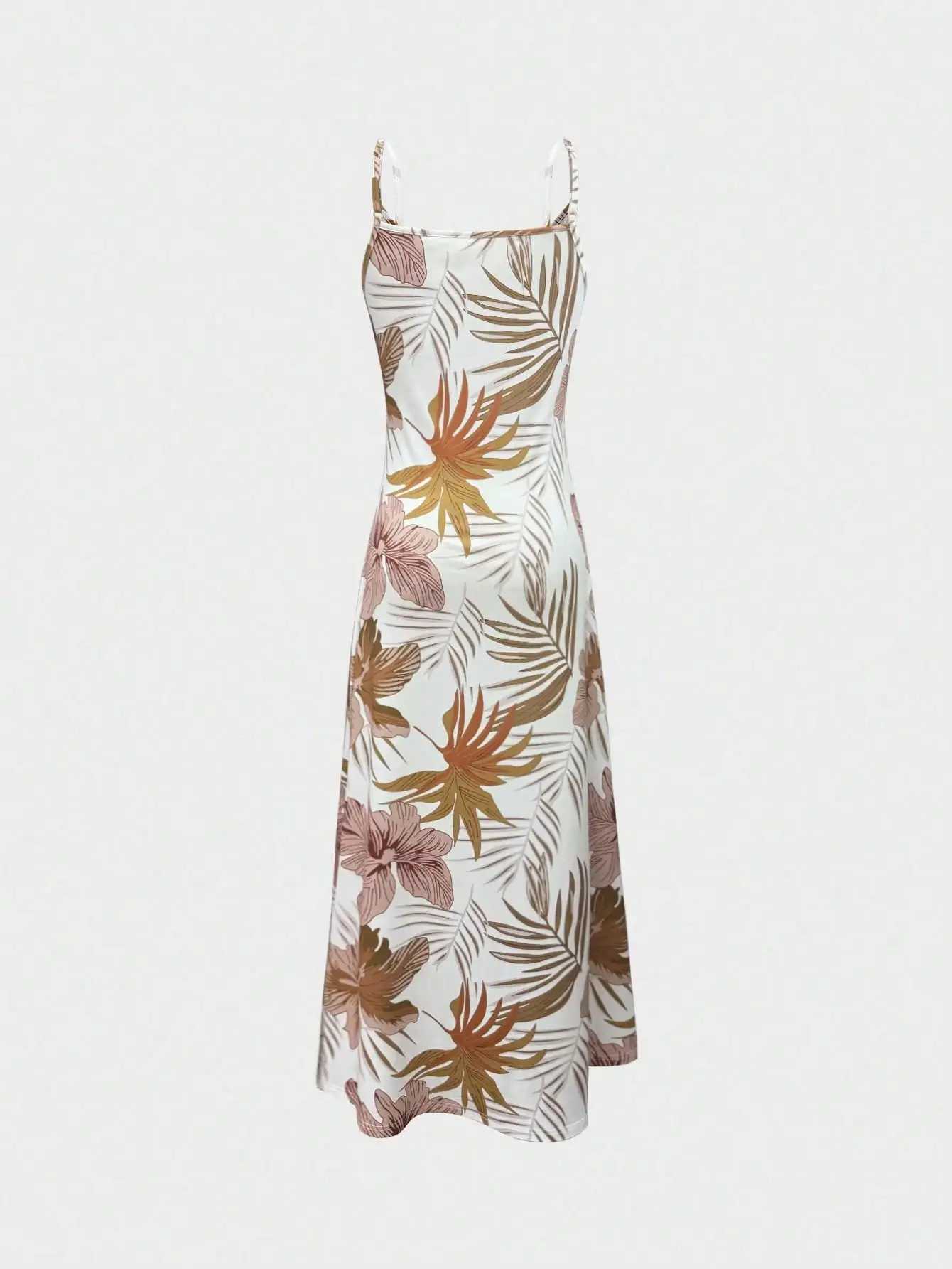 Womens Sleeveless V-Neck Tropical Print Maxi Dress M260304