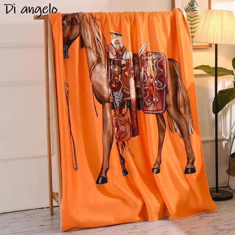 Horse Series Lamb Cashmere Blanket European Digital Print Sofa Throw 150x200cm/200x230cmT260304