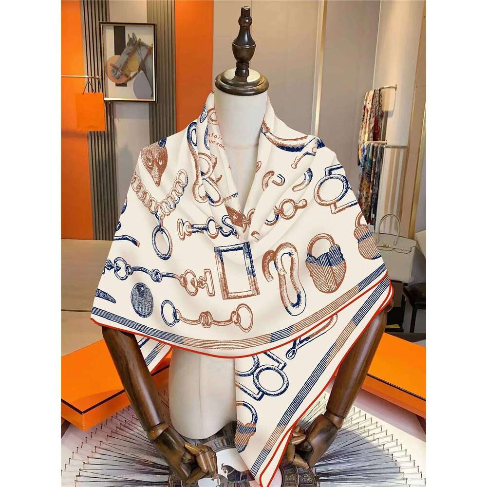 Women's Stylish Faux Silk Wool Scarf 130x130cm Elegant Large Warm Gift Ladies Office Party Christmas Celebrations XJ260304