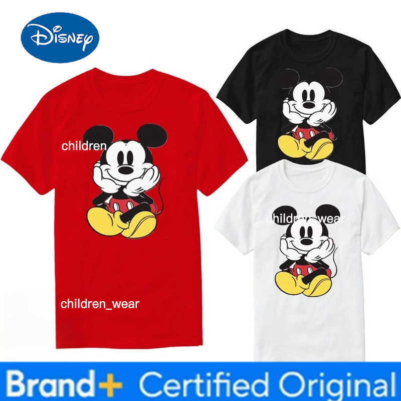Disney Mens and Womens T-shirts Mickey Mouse Short-sleeved Summer Boys and Girls Childrens Trendy Parent-child Outfit H260304