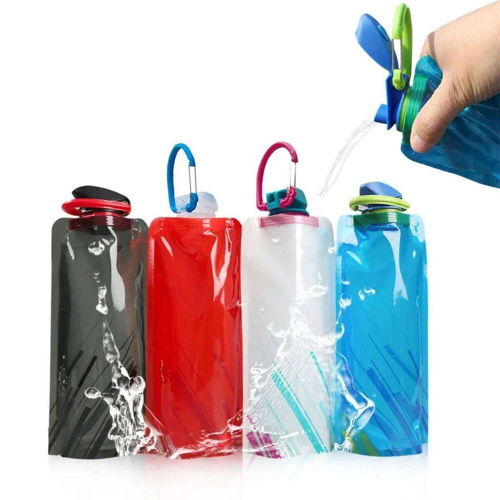 1pc 700ml Portable Ultra Light Folding Soft Water Bag For Outdoor Sports Camping, With Handle & Hanging Hook Camping Stuff S260303