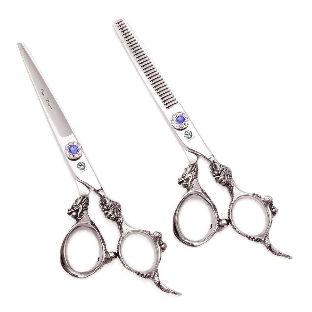 Cutting Professional Purple Dragon 5.5" 6" Japan 440C Barber Shop Hair Thinning Shears Hairdressing Scissors Z9004 H260303