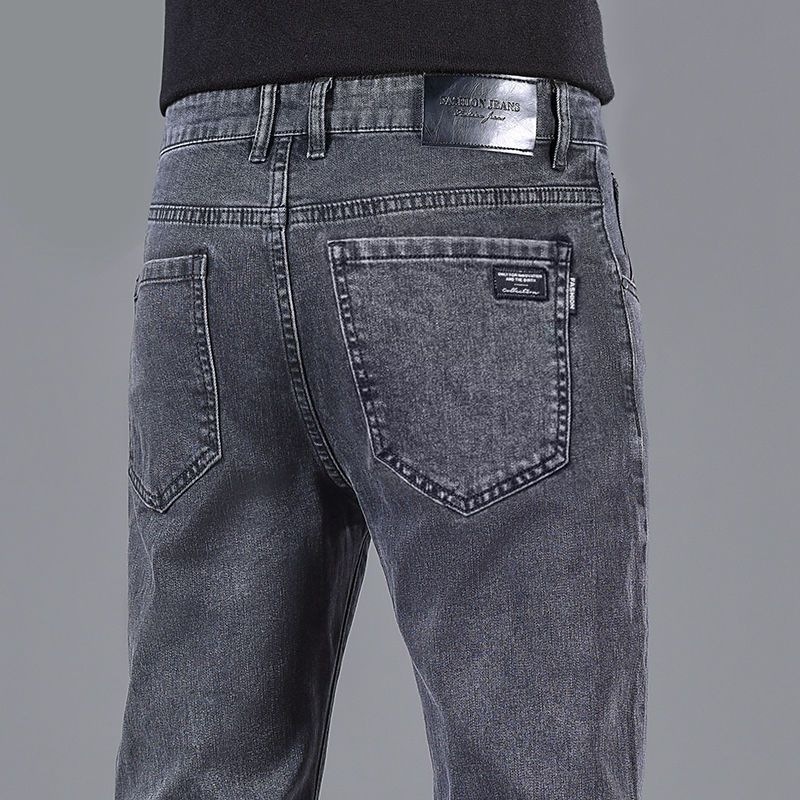 Men's Jeans Spring Autumn New Slim Fit Trendy Gray Casual Pants For Middle-aged And Young Men Designer Pants Summer Thin