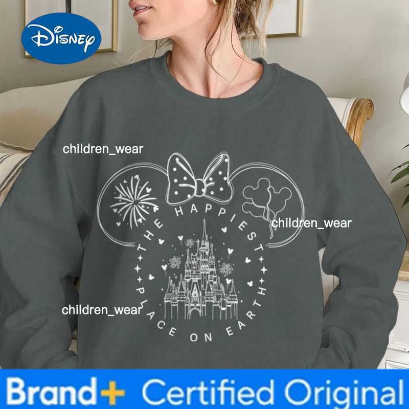 Disney The Happiest Place on Earth Sweatshirt Mickey Mouse Minnie Classic Character Couple Matching Tracksuit Women Men Mickey Pullover H260304