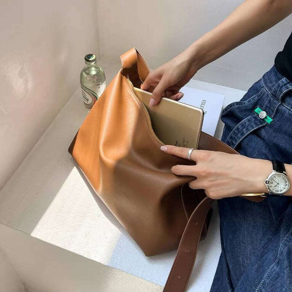 OLOEY Brand Shoulder Soft Leather Luxury Tote Bag Large Capacity Top Layer Cowhide Women Diagonal Cross Handbag