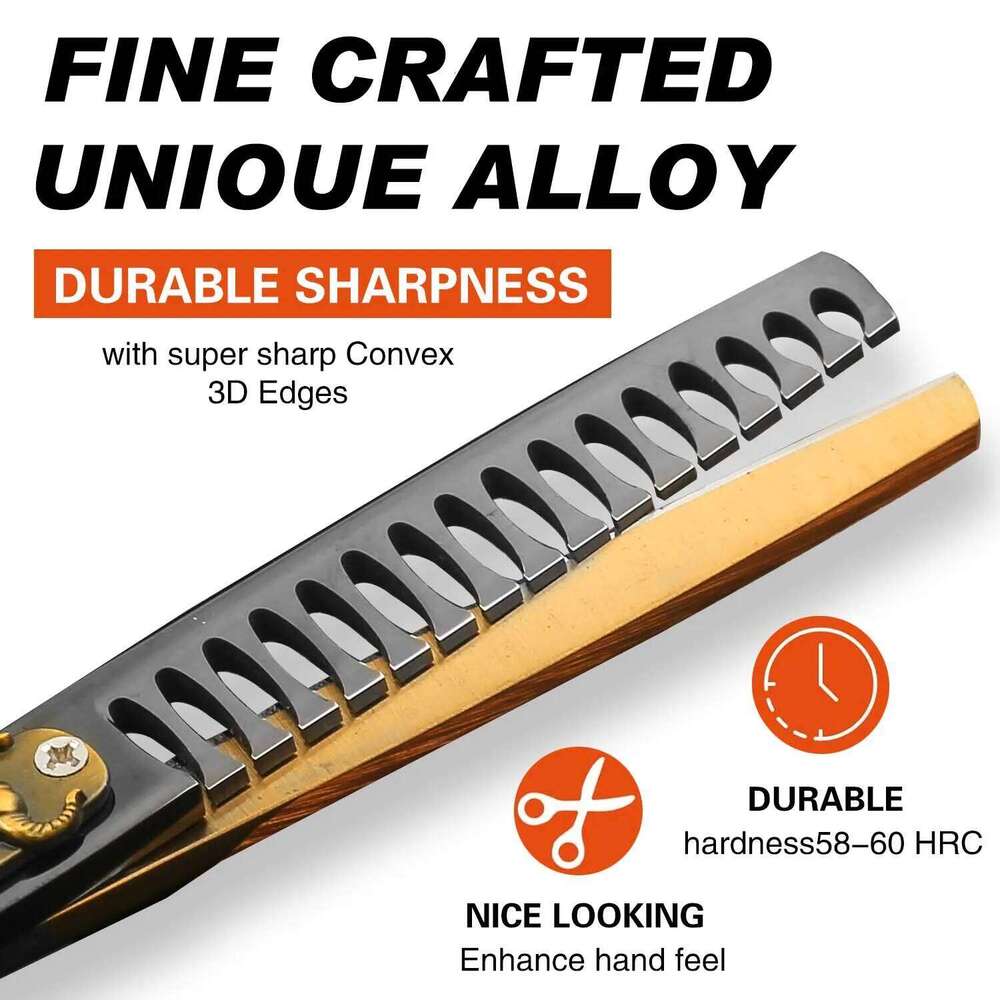 6pcs Professional Haircut Scissors Hair Thinning Shears, Sharp And Durable Barber Hairdressing Tools Chunker H260303