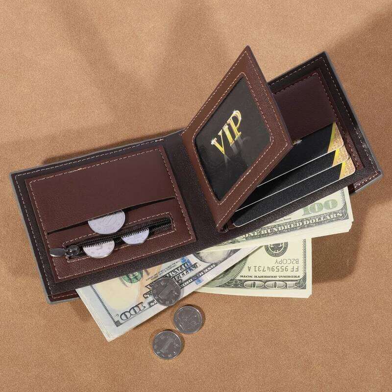 Men's high-capacity leather wallet, small multi slot photo for coins, vintage wallet C260304