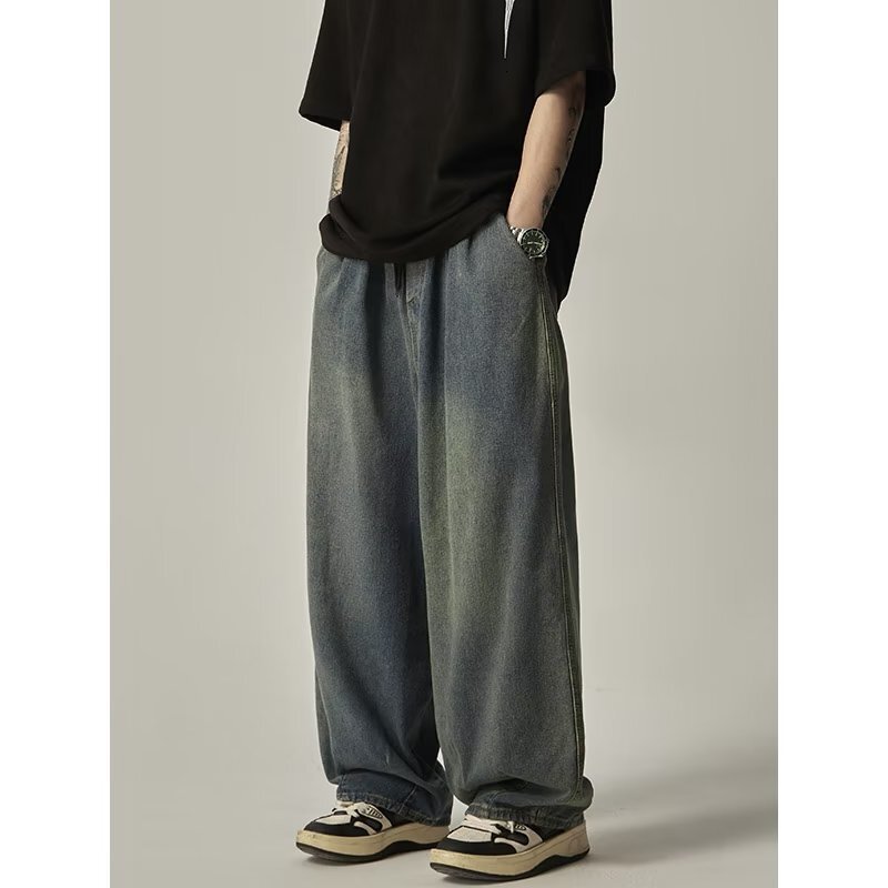 Hong Kong Style Trendy Men's Summer New Designer Pants Personalized Letter Jeans Hip Hop Ins Trend High Street Fashion Cool Long Pants