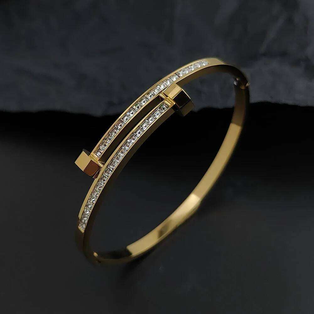 New style baby's breath nail zircon stainless steel gold-plated bracelet, high quality waterproof silver bracelet for girls XJ260303