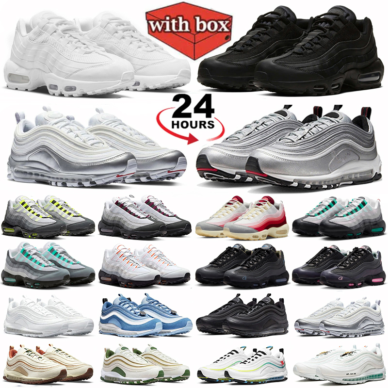 With Box designer shoes for running shoes men women 95s 97s Triple Black White Silver Gold Bullet University Red Volt mens outdoors trainers sports size 40-46