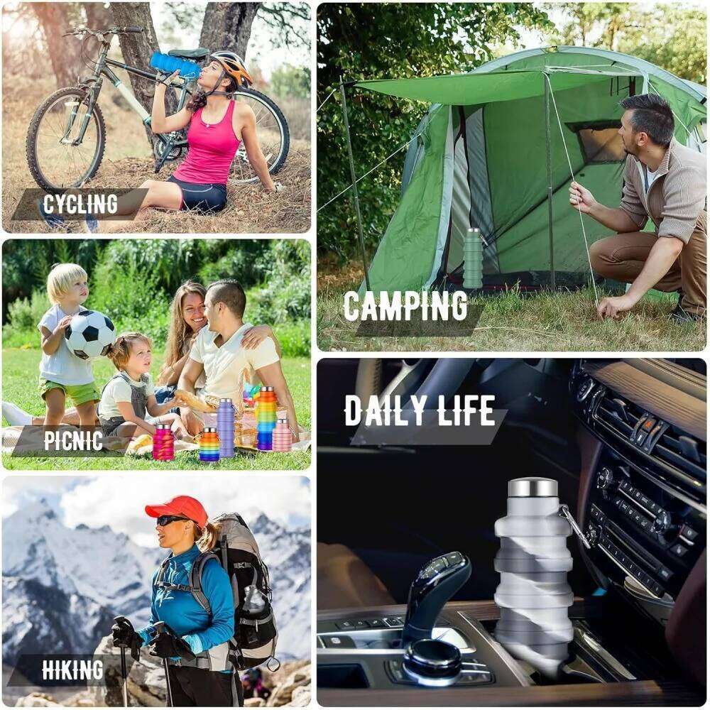 Collapsible Water Bottle, Reuseable BPA Free Silicone Foldable Bottles Portable Hiking Cup For Outdoor Mountaineering Tours S260303 716