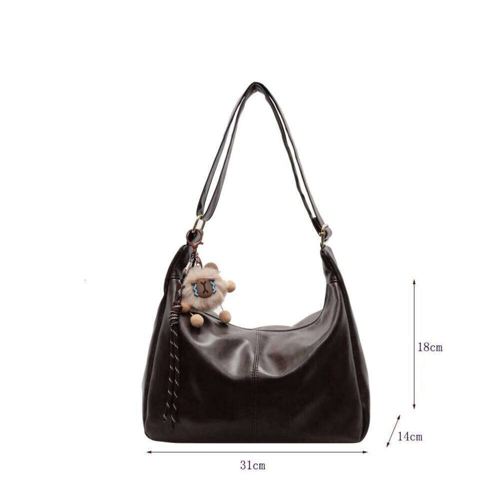 OLOEY New Free Pandent Fashion Women's Crescent Bag High Quality PU Leather Shoulder Waterproof Crossbody Casual Tote Bag