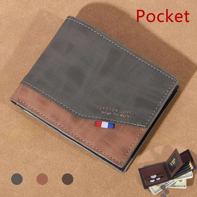 Men's high-capacity leather wallet, small multi slot photo for coins, vintage wallet C260304