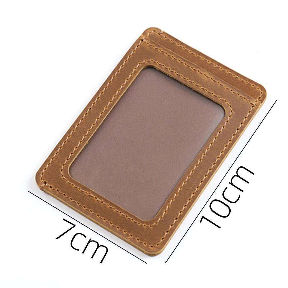 Vintage Leather Card Holder with Clear ID Window - RFID Blocking Wallet Cash Pockets & Coin Slot C260304