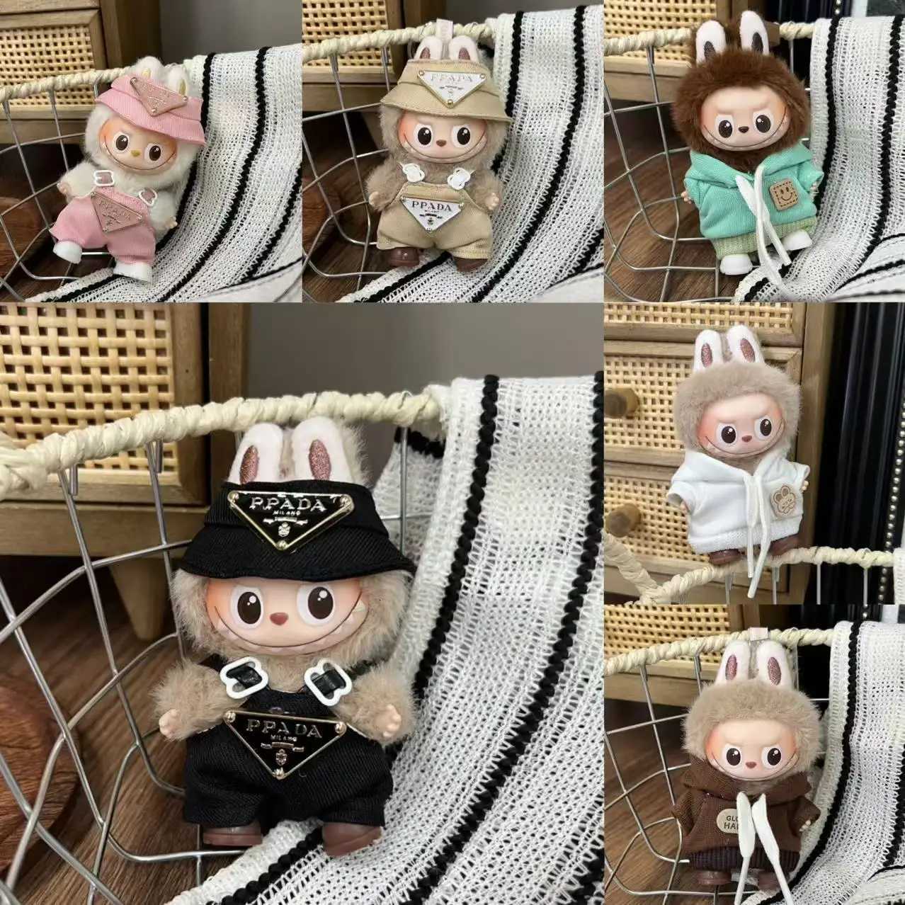 Labubu 4.0 10cm Korean Style Outfit - Overalls & Hat Set, Doll Clothing AccessoriesT260304