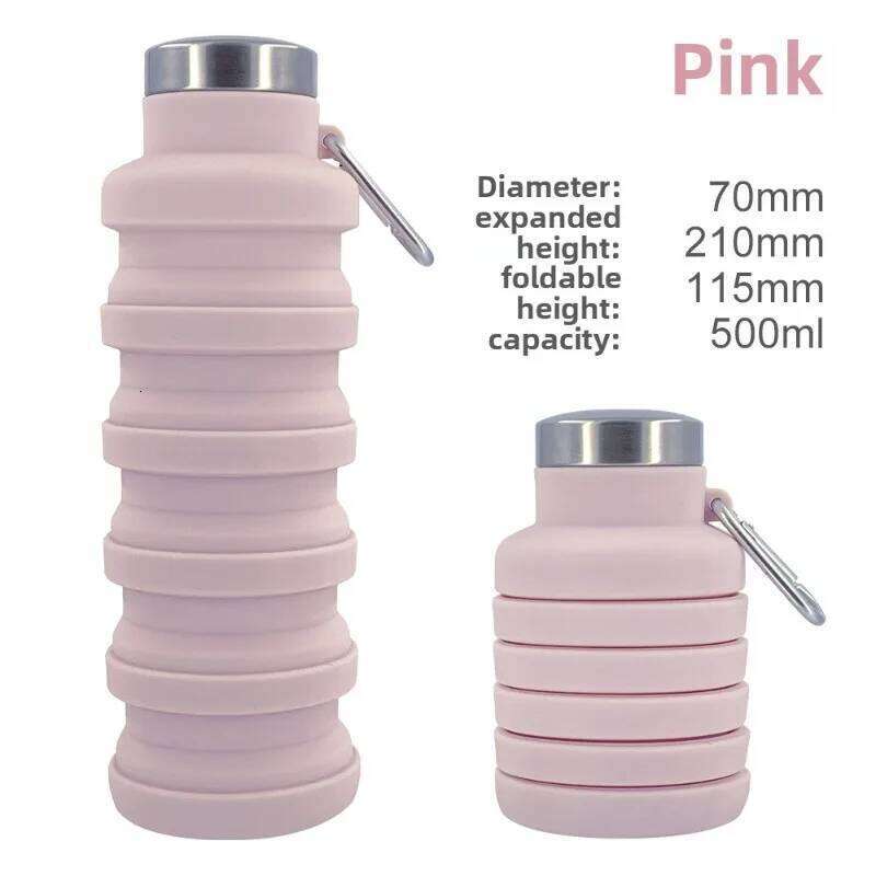 Reusable Collapsible Silicone Water Bottle Foldable Leakproof Sports Portable Cycling Gym Hiking Cup Outdoor Camping Travel S260303